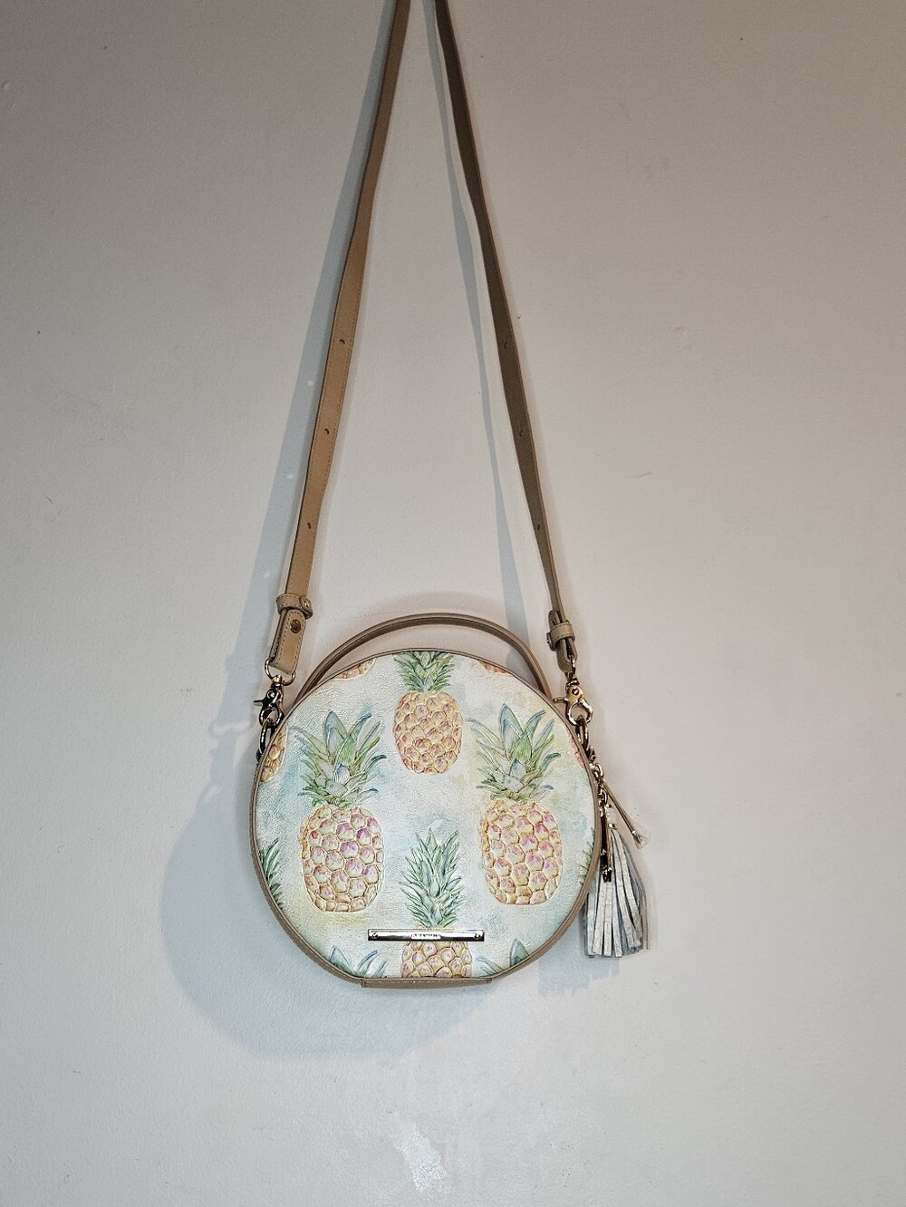 BRAHMIN Lane Pineapple Multi Pompano Leather Crossbody Bag Tropical Rare